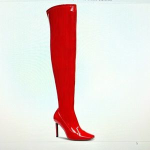 Red comfortable over the knee boot 3 3/4 inch heel